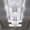 Grande lustre de teto redondo com contas de cristal de luxo